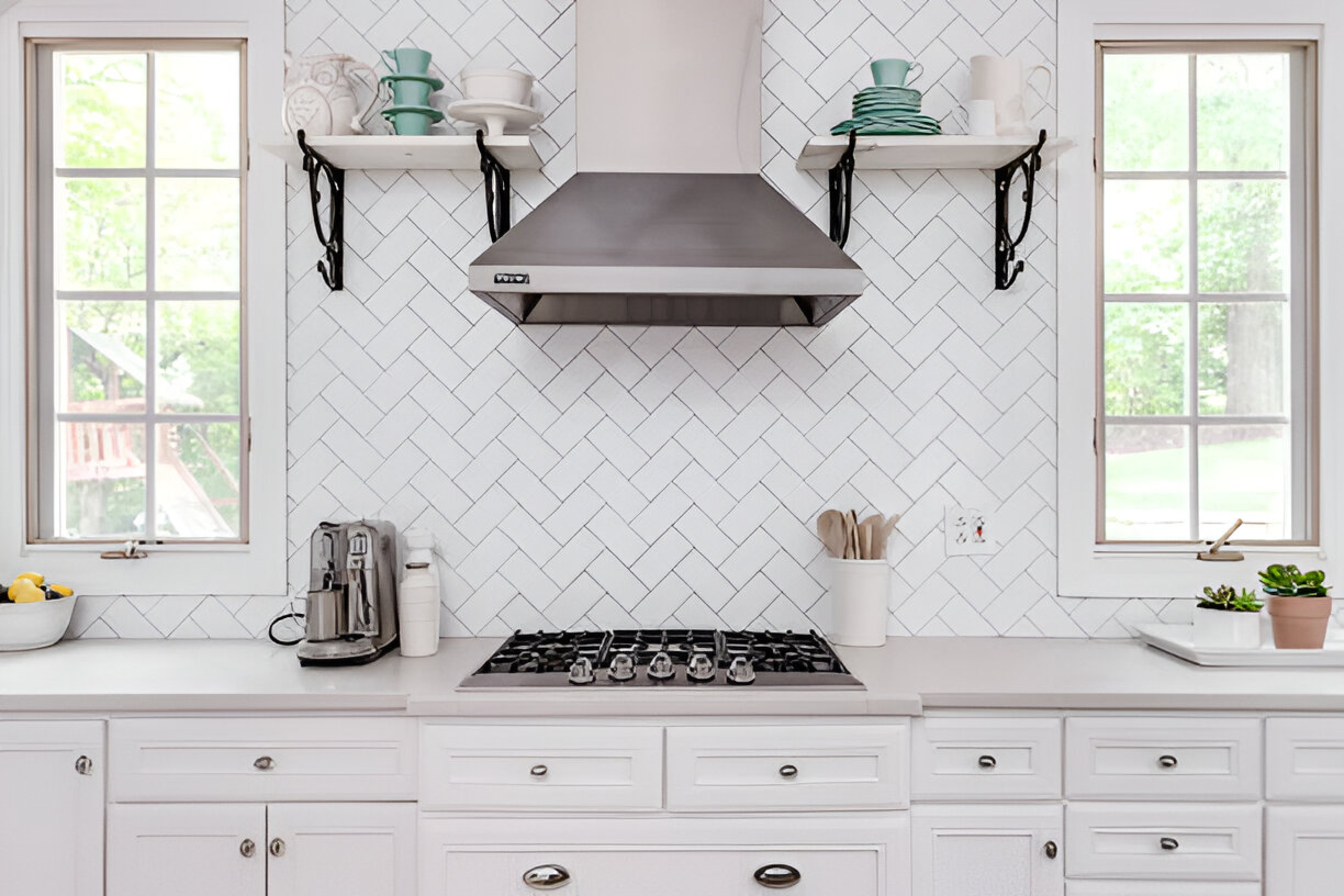 White kitchen wall tiles